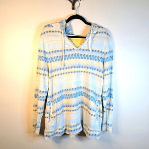 OLD RANCH Hoodie Sweatshirt, yellow and blue, womens XL long sleeve cotton light